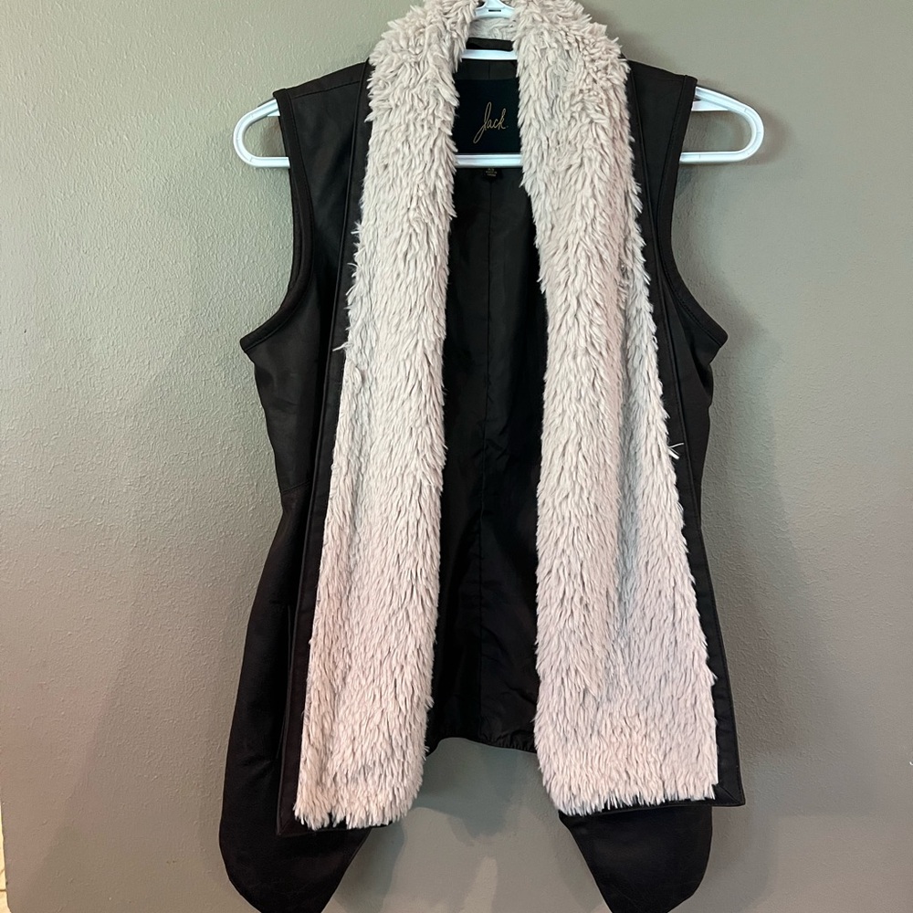 Jack by BB Dakota Black and Cream Faux Fur Vest